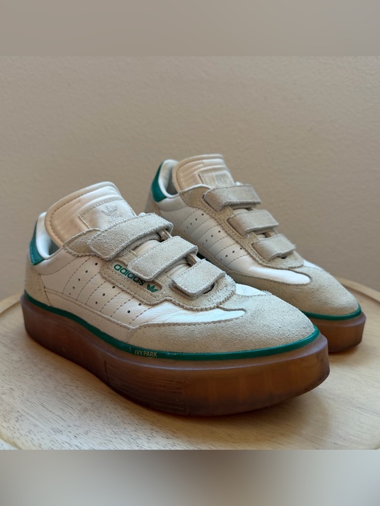 adidas Shoes - adidas Ivy Park Super Sleek 3 Strap Sneakers in Cream/Green | Women’s 5.5